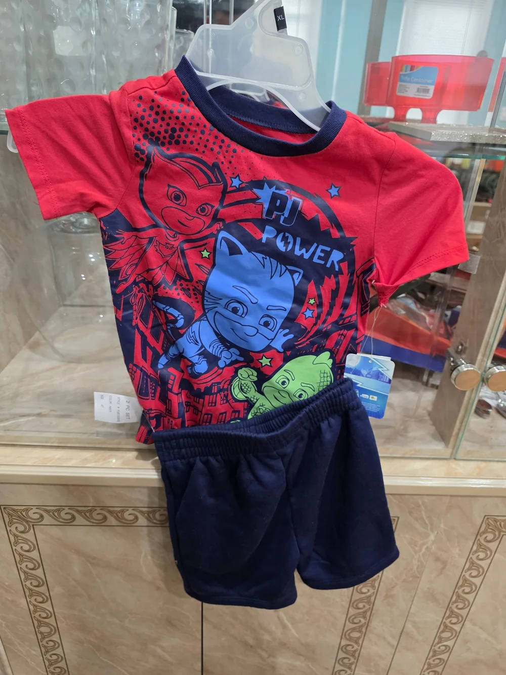 PJ Masks Red & Navy Boys' Character Tee and Shorts Set
